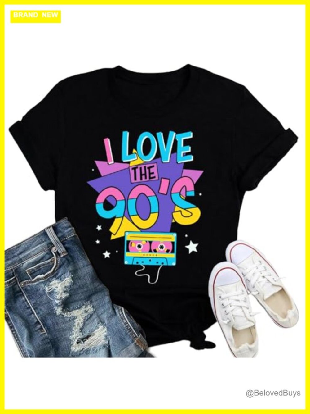 Womens 90s Retro Graphic Tee Nostalgic Music Party T-Shirt